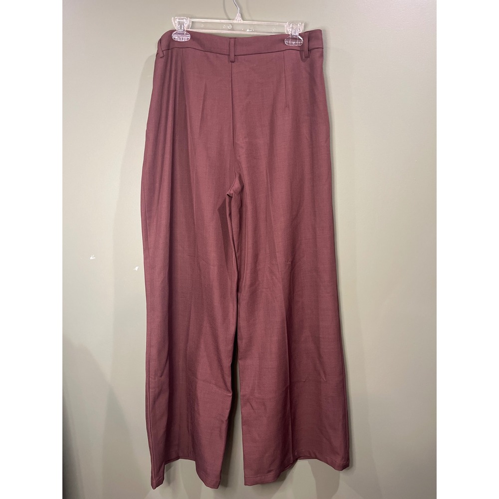 Anewsta Womens High Waisted Extra Wide Leg Pleated Trousers Dark Brown L 8/10 - Picture 3 of 12
